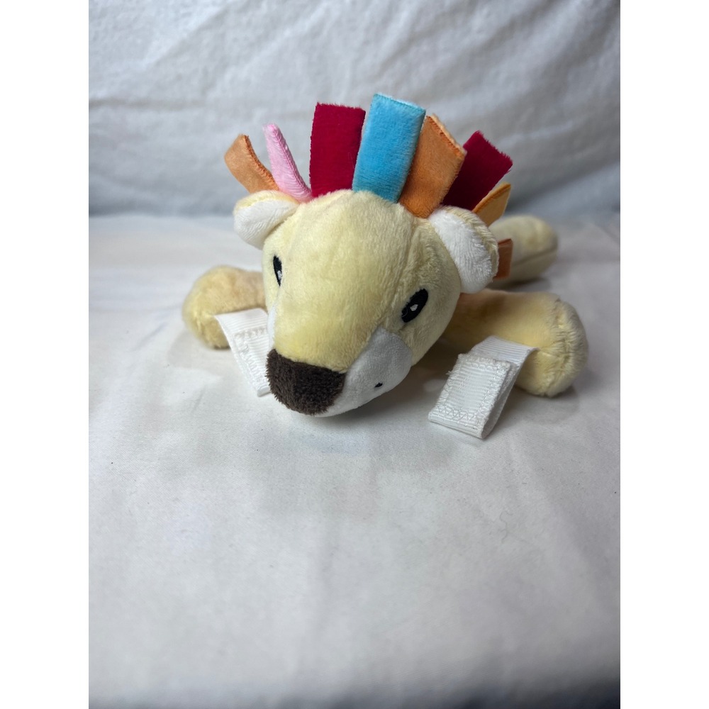 Dr. Browns Lovey Pacifier Holder Plush Lion Yellow Multi Color Ribbon Mane 7"